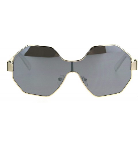 Oversized Womens Fashion Sunglasses Octagon Shape Designer Style Shades UV 400 - Clear (Silver Mirror) - CB187AZKON8 $10.78