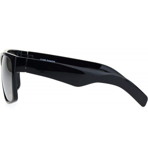 Rectangular Mens Thick Horn Rectangular Plastic Gangster Color Mirror Lens Sunglasses - Black Mirror - CG18L0OTA8X $9.38