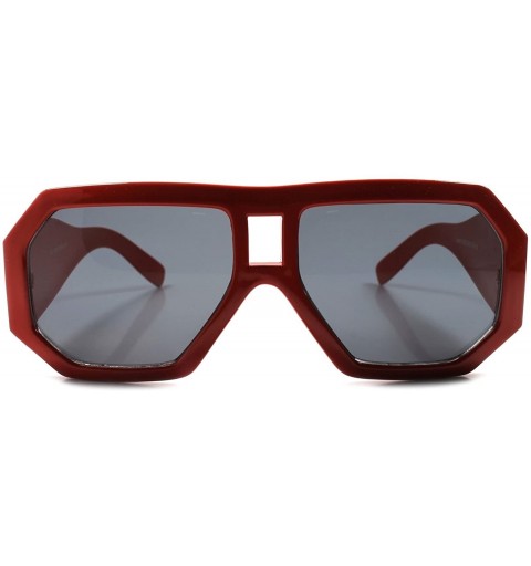 Square Retro Futuristic Hip Hop Thick Frame Mens Womens Fashion Square Sunglasses - Red - C01896Y6N02 $17.24