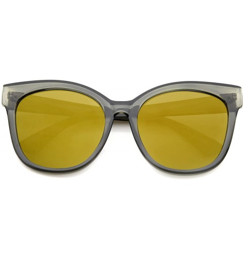 Cat Eye Women's Horn Rimmed Color Mirror Flat Lens Oversize Cat Eye Sunglasses 57mm - Smoke / Gold Mirror - C312JP6FAXR $8.78