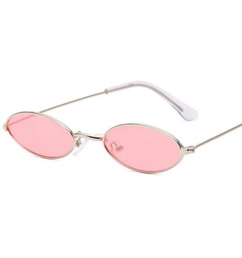 Oval Vintage Small Oval Sunglasses Slim Metal Frame Candy Color Lens Retro Sunglasses - 4 - C818UCENSQN $29.33