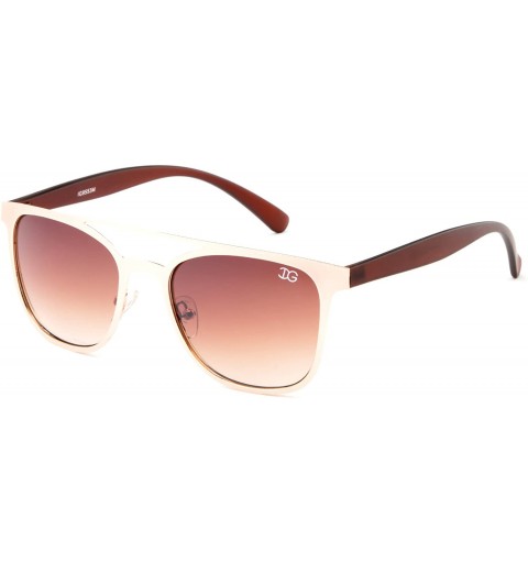 Aviator "Wallace" Squared Bar Design Unique Fashion Sunglasses - Gold/Brown - CP12NB1FTH5 $9.22