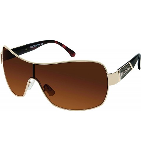 Shield Women's R556 Shield Sunglasses with 100% UV Protection - 74 mm - Gold/Brown - CS180SQ4U70 $84.54