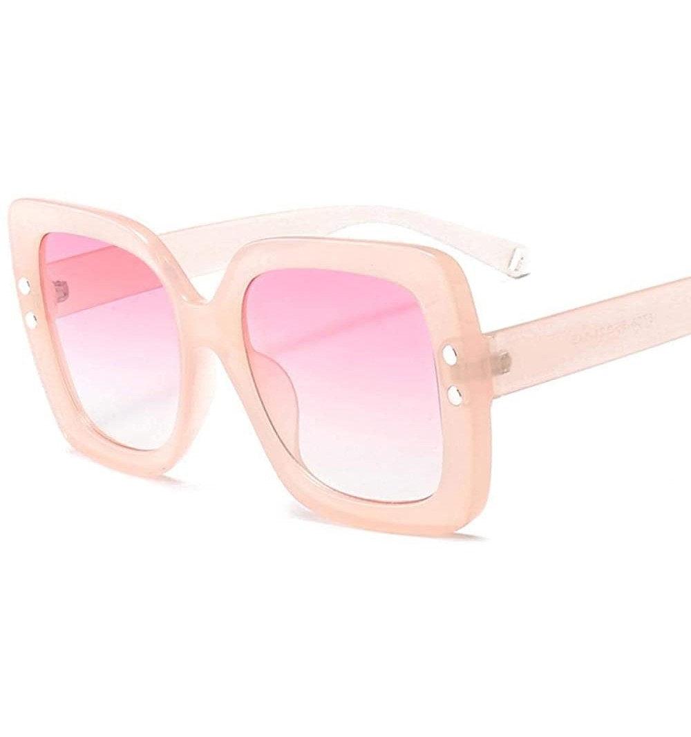 Oversized Oversized Sunglasses Women Fashion Brand Transparent Gradient Black As Picture - Pink - C318YLZA4DH $11.34