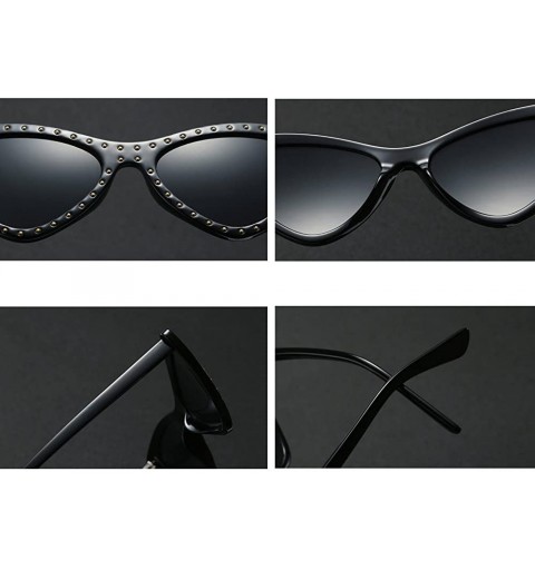 Cat Eye Rivet Sunglasses Triangle Superior Quality Retro Vintage Cat Eye Sun Glasses For Wome - Red - CW18DIEC7MA $12.70