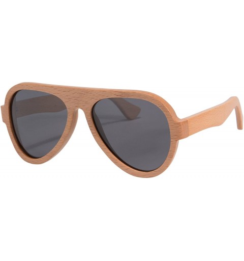 Aviator Genuine Wood Sunglasses Men Classic Polarized Wood Glasses-Z6068 - Brich Leaf - C012G63W847 $26.38