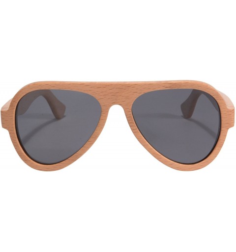 Aviator Genuine Wood Sunglasses Men Classic Polarized Wood Glasses-Z6068 - Brich Leaf - C012G63W847 $26.38