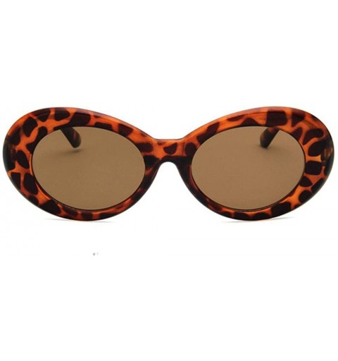 Cat Eye Women Fashion Oval Cat Eye Sunglasses with Case UV400 Protection Beach - Leopard Frame/Brown Lens - C218WMY7ASR $9.28