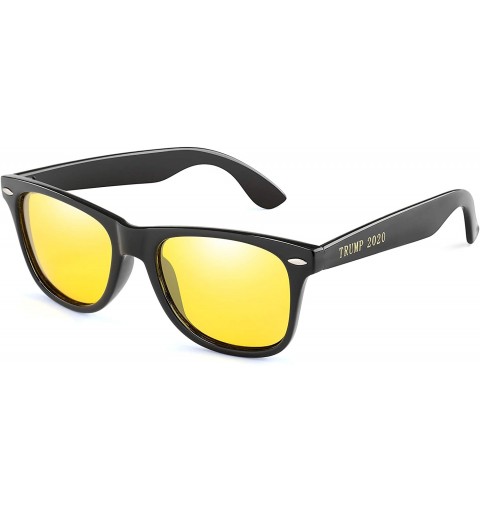 Round Polarized Sunglasses Classic Square Unisex Transparent Frame Glasses - Black Yellow - CO18Z2YRLWK $8.37