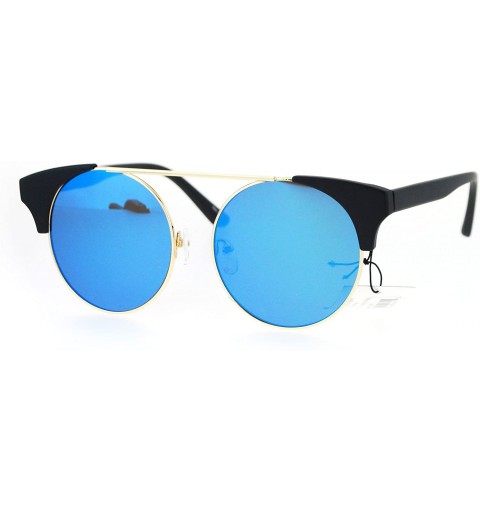Cat Eye Womens Hippie Round Circle Lens Cat Eye Fashion Retro Sunglasses - Black Blue - C112OBVQIY1 $10.58
