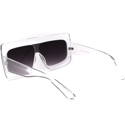 Rectangular Retro Thick Plastic Flat Top Robotic Shield Sunglasses - Clear Smoke - C218UXQ6MQR $7.86