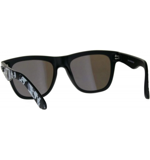 Square KUSH Sunglasses Unisex Square Horn Rimmed Black Frame Mirrored UV 400 - Matte Black Grey Camo (Blue Mirror) - CC18D0D5...