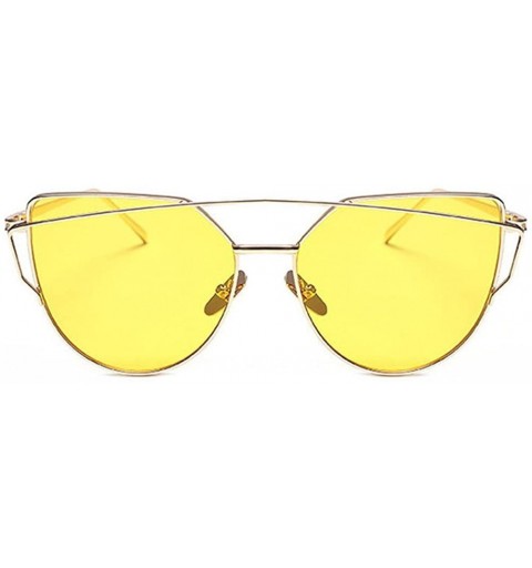 Aviator Fashion Ultra Lightweight Classic Aviator Glasses Women Metal Frame Mirror Sunglasses Cat Eye Goggles - E - C818RLDGS...