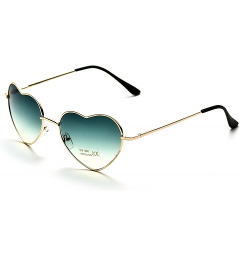 Aviator 6 Packs Thin Metal Frame Aviator Unisex Heart Sunglasses - Green Gradient - C018E30OI99 $22.27