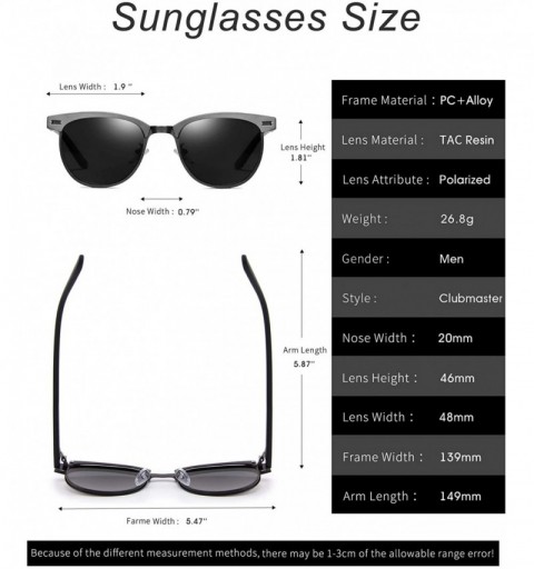 Square Mens Sunglasses Polarized Retro Classic Semi Rimless Sun Glasses for Women Vintage UV400 Protection With Case - CK18RW...
