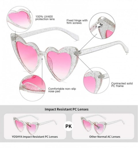 Goggle Clout Goggle Heart Sunglasses Vintage Cat Eye Mod Style Retro Kurt Cobain Glasses - Babi / Pink - CQ18UKIWLSU $10.36
