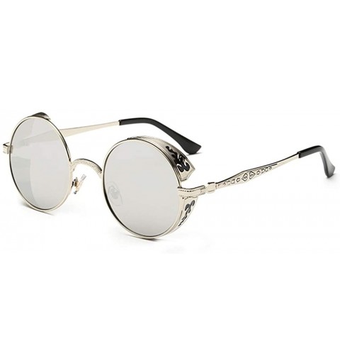 Oversized Women Men Vintage Round Sunglasses Classic Retro Style Gradient Color Glasses - Silver - CB18S5WNTAR $8.88