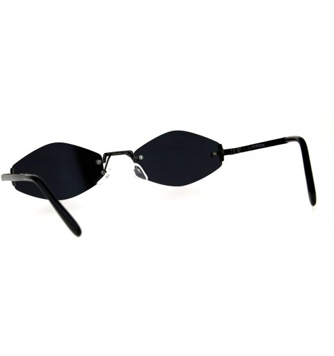 Rimless Mens Diamond Hippie Pimp Rimless Metal Color Mirror Lens Sunglasses - Gunmetal Blue - CZ18CGNCY5S $10.75