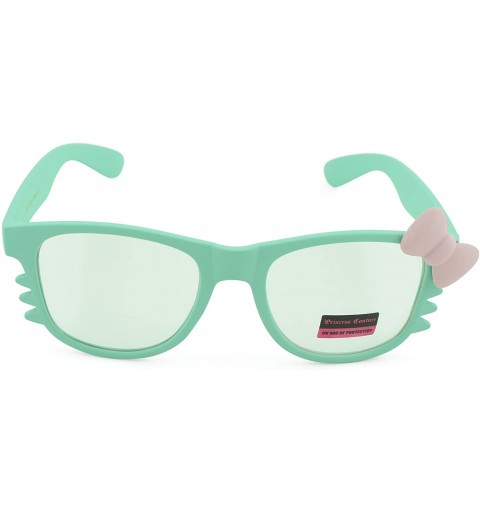 Oval Women's Kitty Style Sunglasses with Whisker or Bow Accent - Teal-kitty - CE12D1CQD6F $19.37
