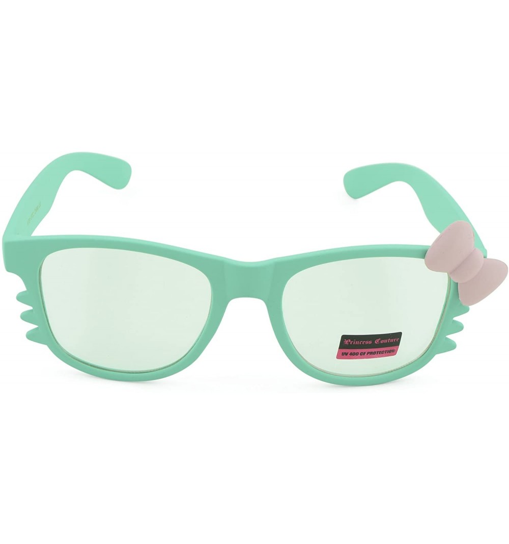 Oval Women's Kitty Style Sunglasses with Whisker or Bow Accent - Teal-kitty - CE12D1CQD6F $11.17