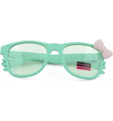 Oval Women's Kitty Style Sunglasses with Whisker or Bow Accent - Teal-kitty - CE12D1CQD6F $11.17