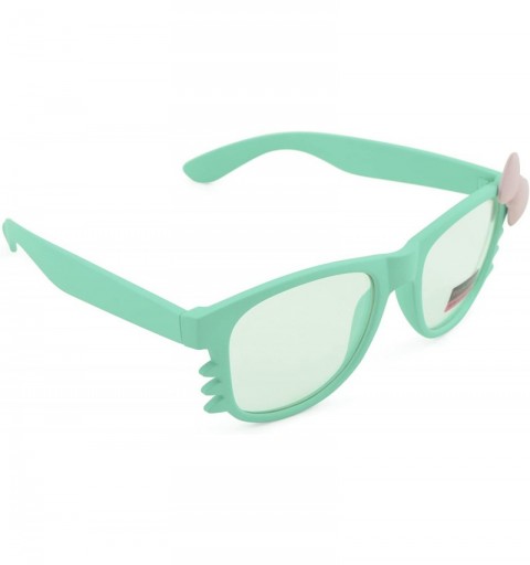 Oval Women's Kitty Style Sunglasses with Whisker or Bow Accent - Teal-kitty - CE12D1CQD6F $11.17