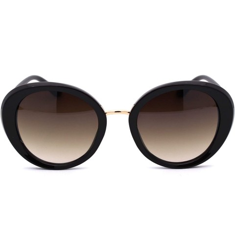 Round Womens Mod Chic Retro Designer Round Fashion Sunglasses - All Brown - C018XOTN65Z $11.25