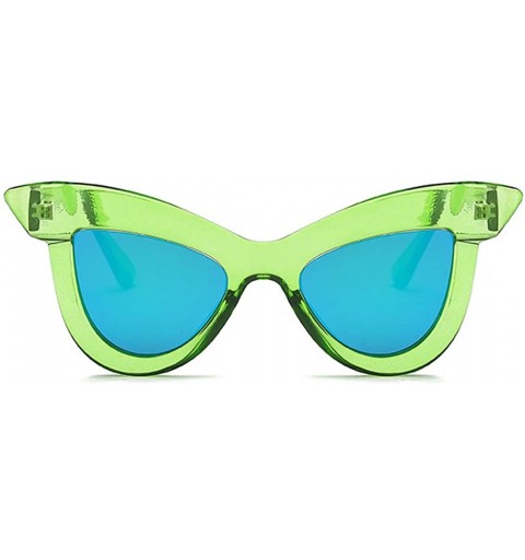 Square Vintage Cat Eye Sunglasses Women's Plastic Frame UV400 - Green Blue - CL18NLS3280 $18.52