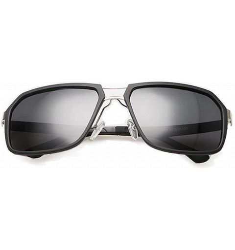 Rectangular Young Man Cool Sunglasses Big Metal Frame Mirrored Lens FBI Style - Black/Black - CR11ZBUGHQR $17.19