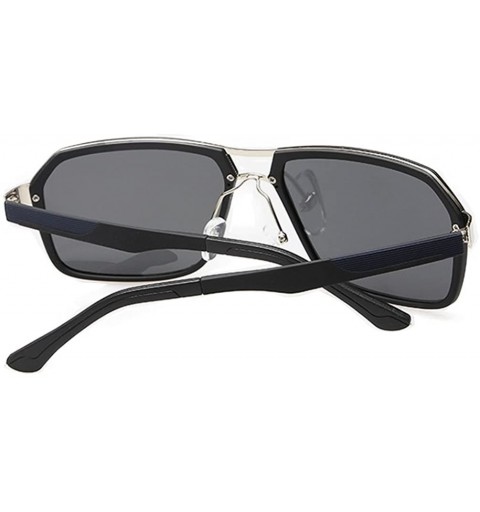 Rectangular Young Man Cool Sunglasses Big Metal Frame Mirrored Lens FBI Style - Black/Black - CR11ZBUGHQR $17.19