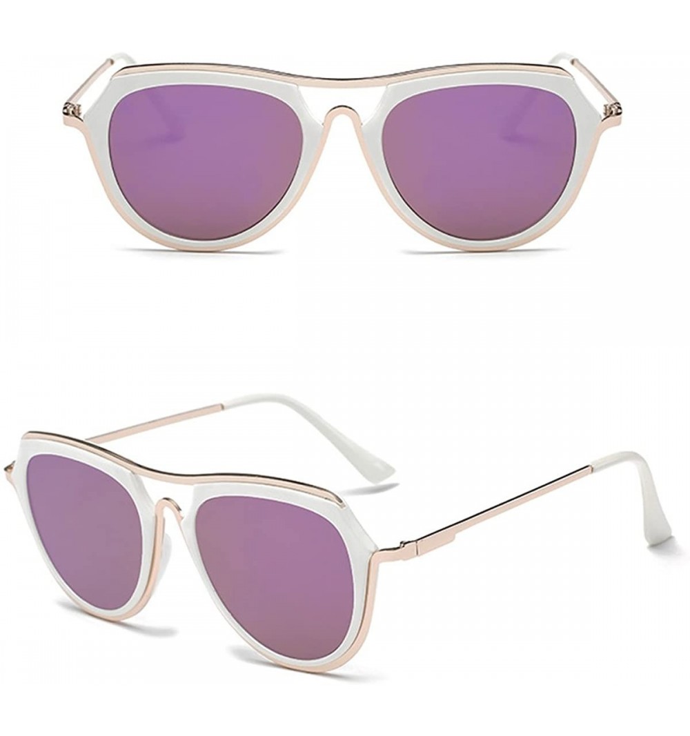 Aviator Vintage Fashion Statement Metal Frame Aviator Sunglasses - White-purple - CM182H42D23 $6.74