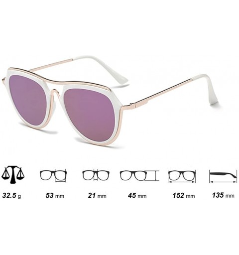 Aviator Vintage Fashion Statement Metal Frame Aviator Sunglasses - White-purple - CM182H42D23 $6.74