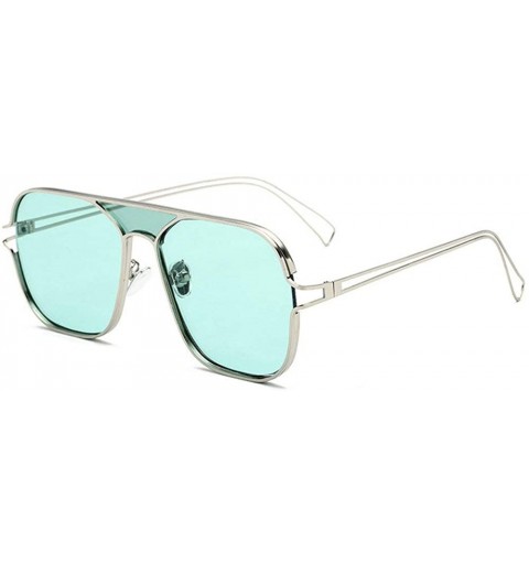 Square Men Fashion New Metal framed square sunglasses Brand Designer Ladies Pilot Sunshade glasses - Light Green - CH18WYEO0R...