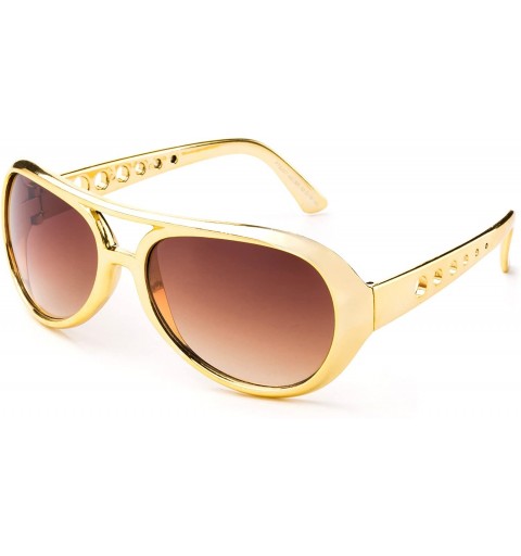 Aviator Rockstar Sunglasses Costume Shiny Chrome Party Sunglasses 60's Rock Star Classic Aviator Sunglasses - Gold/Brown - C5...