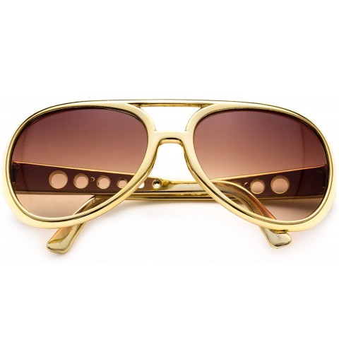 Aviator Rockstar Sunglasses Costume Shiny Chrome Party Sunglasses 60's Rock Star Classic Aviator Sunglasses - Gold/Brown - C5...