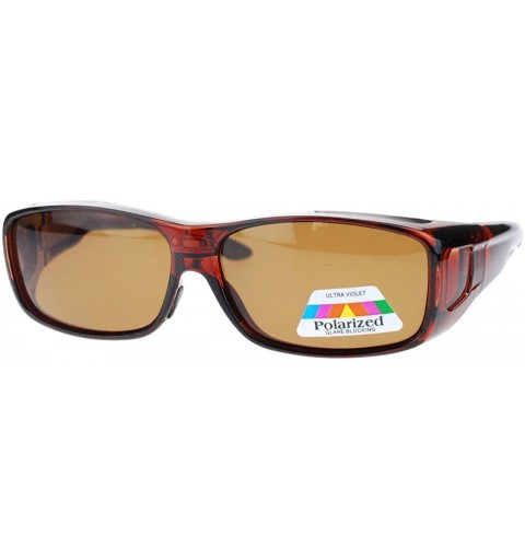 Rectangular Anti Glare Polarized Lens Rectangular Fit Over Sunglasses - Brown - C511YAXL7KV $9.66