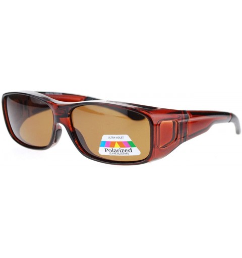 Rectangular Anti Glare Polarized Lens Rectangular Fit Over Sunglasses - Brown - C511YAXL7KV $9.66