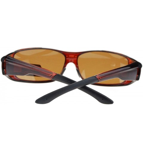 Rectangular Anti Glare Polarized Lens Rectangular Fit Over Sunglasses - Brown - C511YAXL7KV $9.66