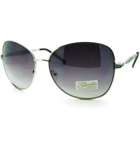 Oversized Women's Fashion Sunglasses Oversized Metal Round Butterfly Frame - Silver Black - C411PJ11I2V $9.89