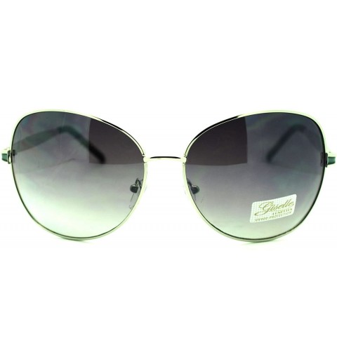 Oversized Women's Fashion Sunglasses Oversized Metal Round Butterfly Frame - Silver Black - C411PJ11I2V $9.89