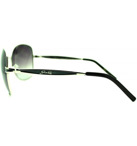 Oversized Women's Fashion Sunglasses Oversized Metal Round Butterfly Frame - Silver Black - C411PJ11I2V $9.89