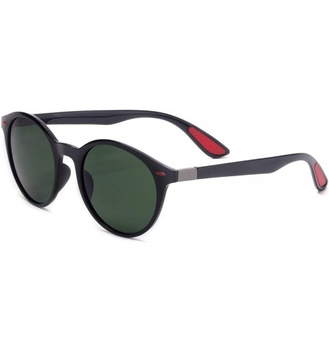 Sport Vintge Round Polarized Sunglasses TR90 Frame TAC Lens Fashion Driving Sun Glasses - Dark Green Lens/Black Frame - CN18S...