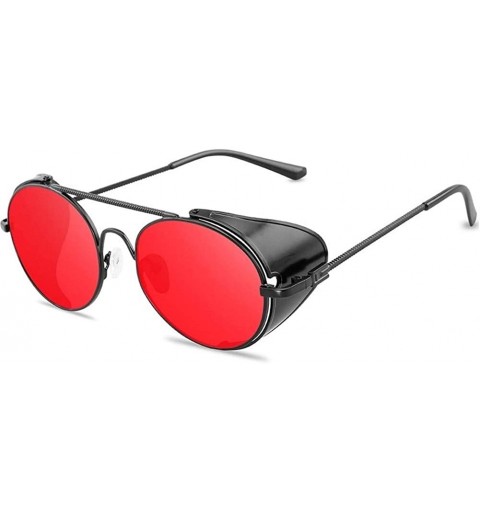 Shield Retro Steampunk Style Sunglasses Men Women Round Metal Frame Punk Metal Shields Lens Sun Glasses - C4 - C1198RXDDGM $1...