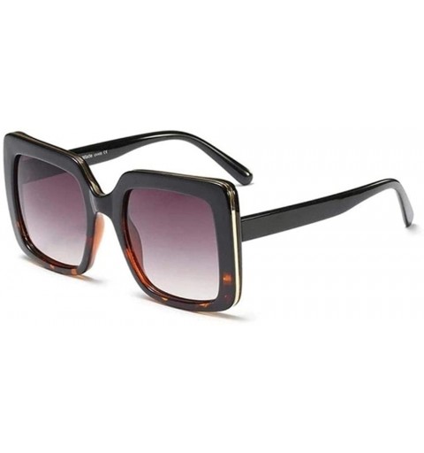 Oversized Square Fashion Women's sunglasses - Oversized Shades - Black Leopard - CU18XTHY46X $15.09