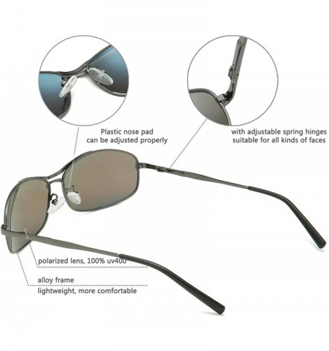 Square Polarized Sunglasses for Men Women Metal Frame UV Protection - Grey&blue - CJ18A5Z9Z3G $17.55