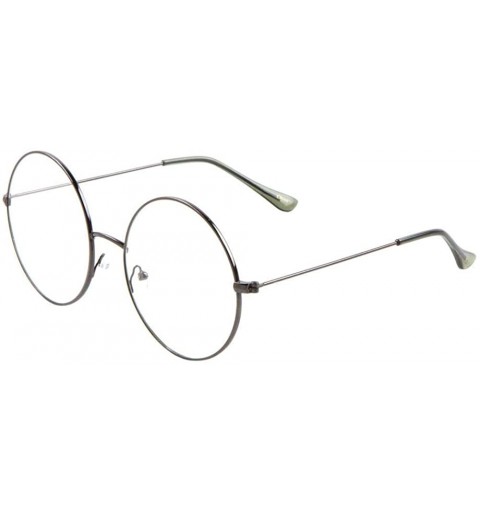 Round XL Round Oversized Eyeglasses/Clear Flat Lens Sunglasses - Gunmetal Frame - C2185RAYR9L $8.29