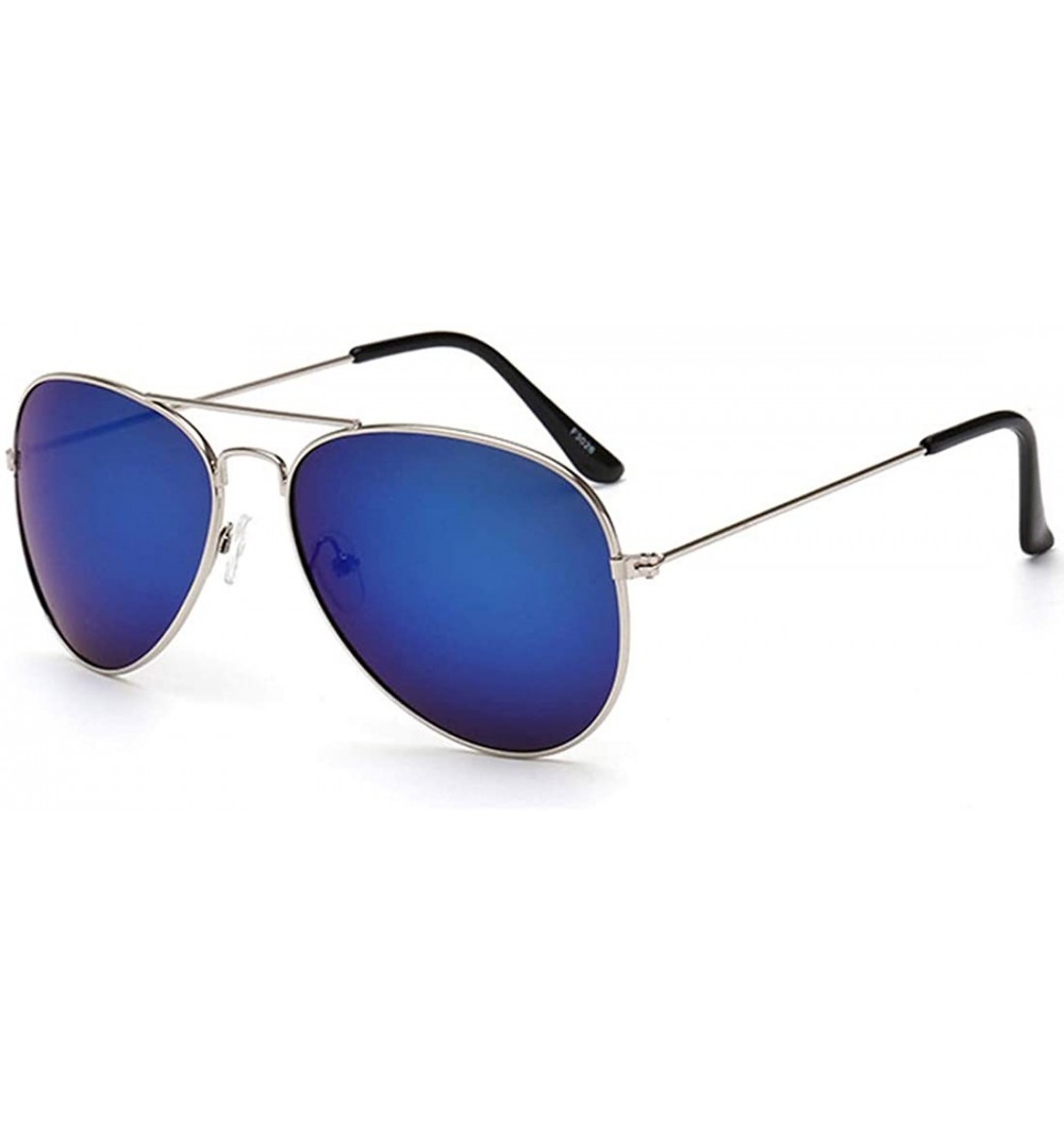 Oval Men Aviator Sunglasses Polarized - UV 400 Protection - Metal Frame Classic Retro Sun Glasses - Blue - C618QINULLO $12.17