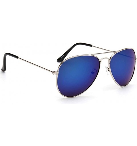 Oval Men Aviator Sunglasses Polarized - UV 400 Protection - Metal Frame Classic Retro Sun Glasses - Blue - C618QINULLO $12.17