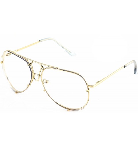 Aviator Aviator Sunglasses VINTAGE Clear Lens Men Women Fashion Style Retro Frame - Gold - CL17Z6YTQID $11.00