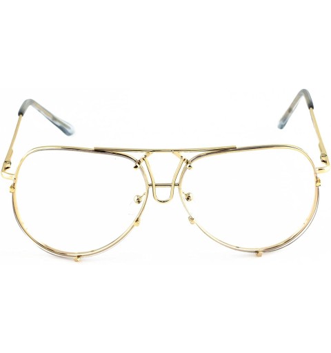 Aviator Aviator Sunglasses VINTAGE Clear Lens Men Women Fashion Style Retro Frame - Gold - CL17Z6YTQID $11.00
